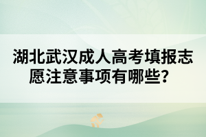 湖北武汉成人高考填报志愿注意事项有哪些？